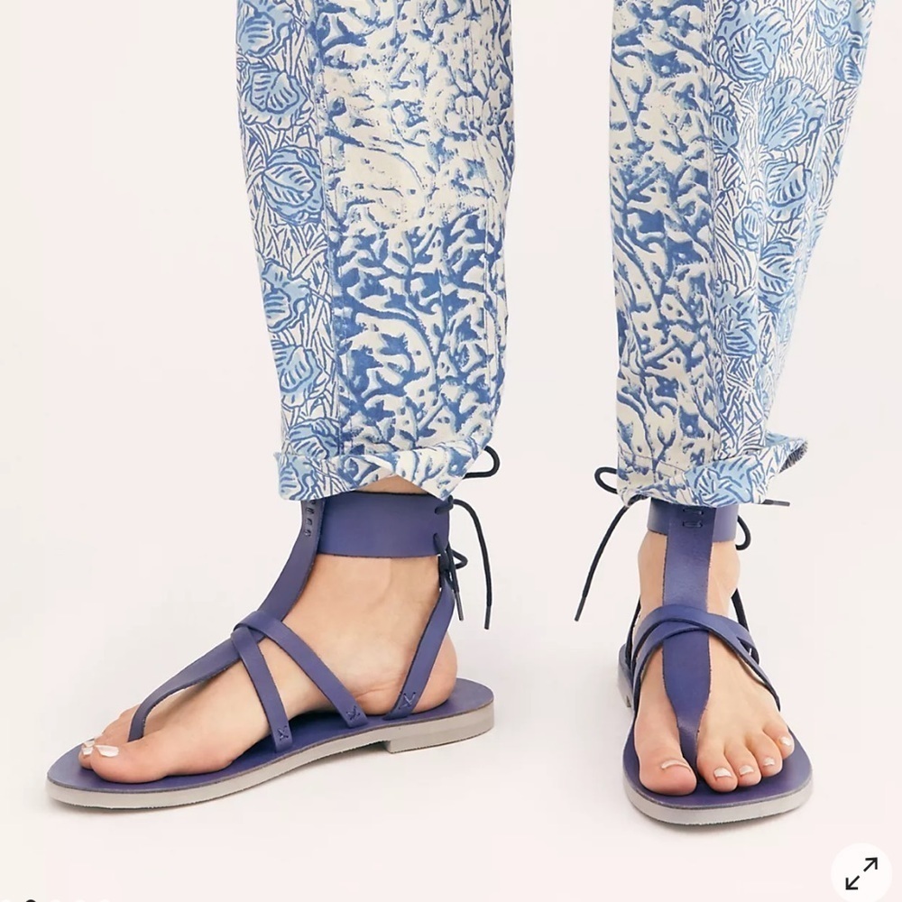 Free People Vacation Day Wrap Sandals in denim blue